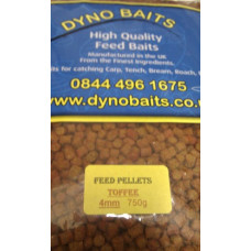 TOFFEE FLAVOUR FEEDER PELLETS ( 4mm ) ( DYNO BAITS ) 750g bag